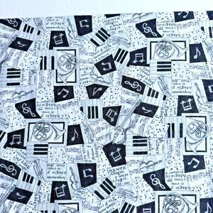 Music Fabric Traditions Black White Instrument Piano Glitter Cotton Fabric 32"